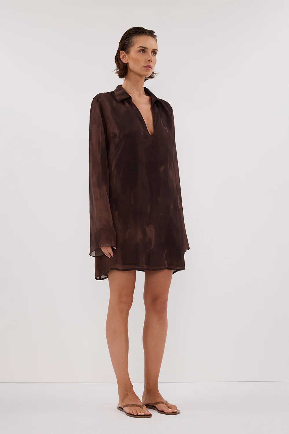 WILLOW CHOC LONG SLEEVE MINI DRESS - Yukikoi