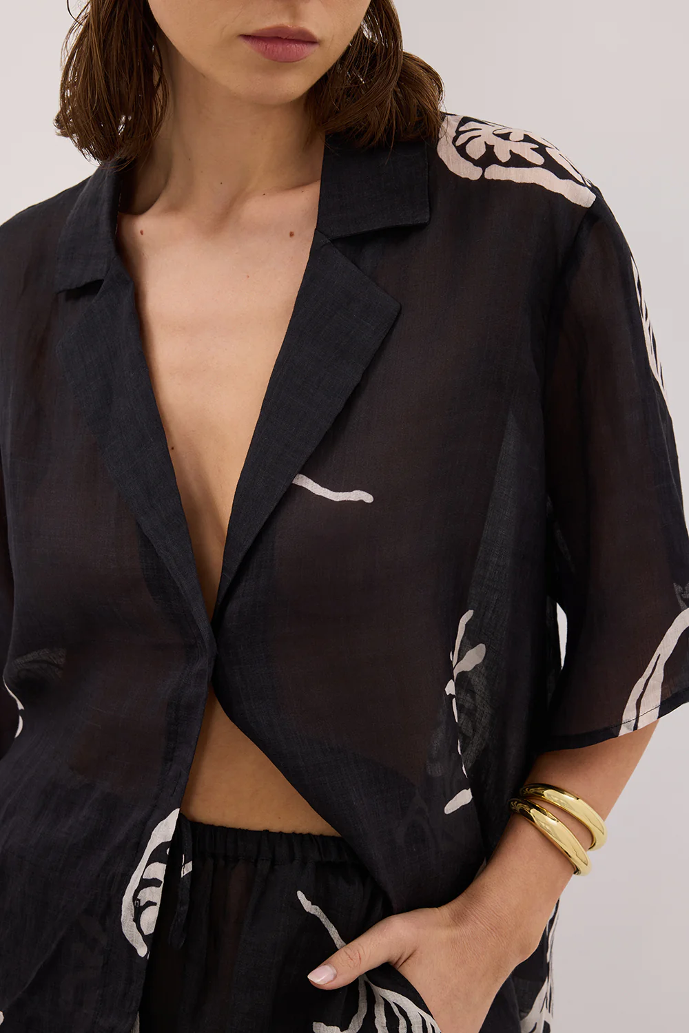 POSITANO BLACK RAMIE SHIRT - Yukikoi