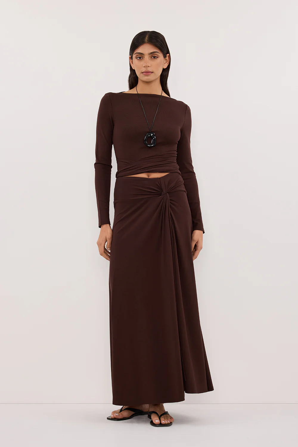 HADLEY CHOC TWIST MIDI SKIRT - Yukikoi