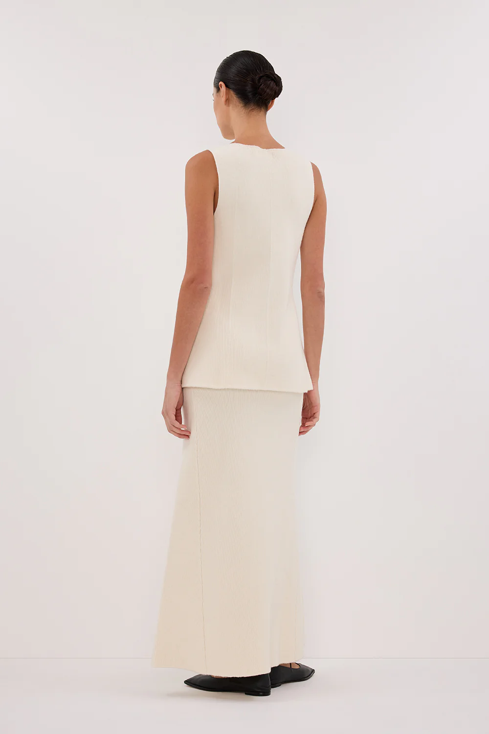 AVA CREAM LONGLINE KNIT MIDI SKIRT - Yukikoi