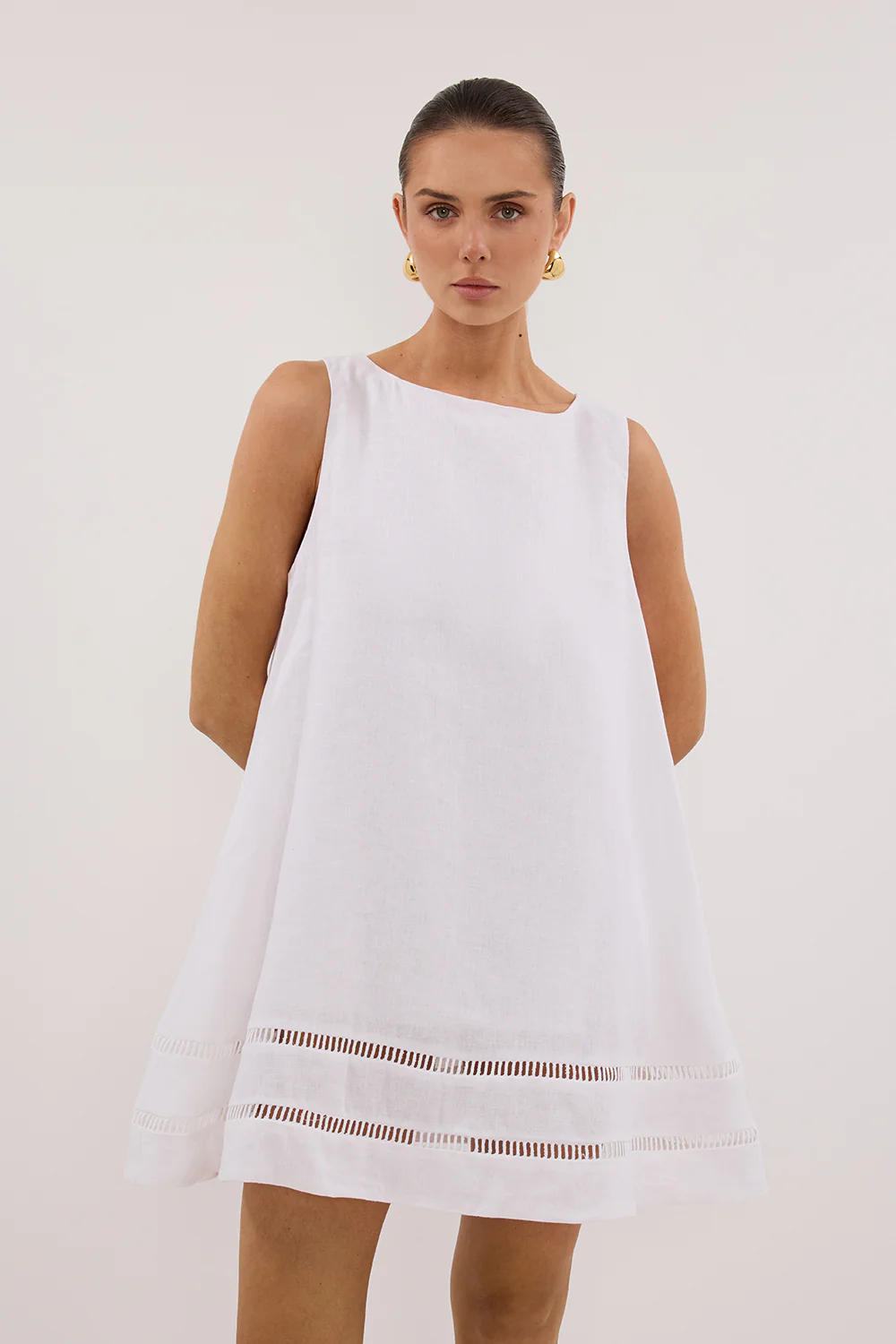 LINDSAY WHITE LINEN MINI DRESS - Yukikoi