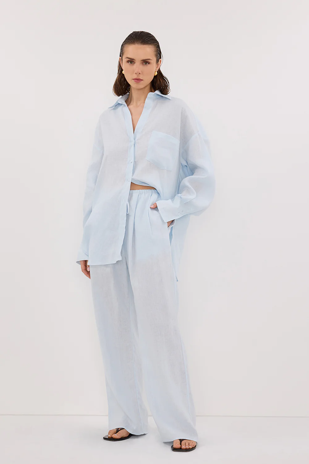 ELLIS ICE BLUE LINEN PANT - Yukikoi