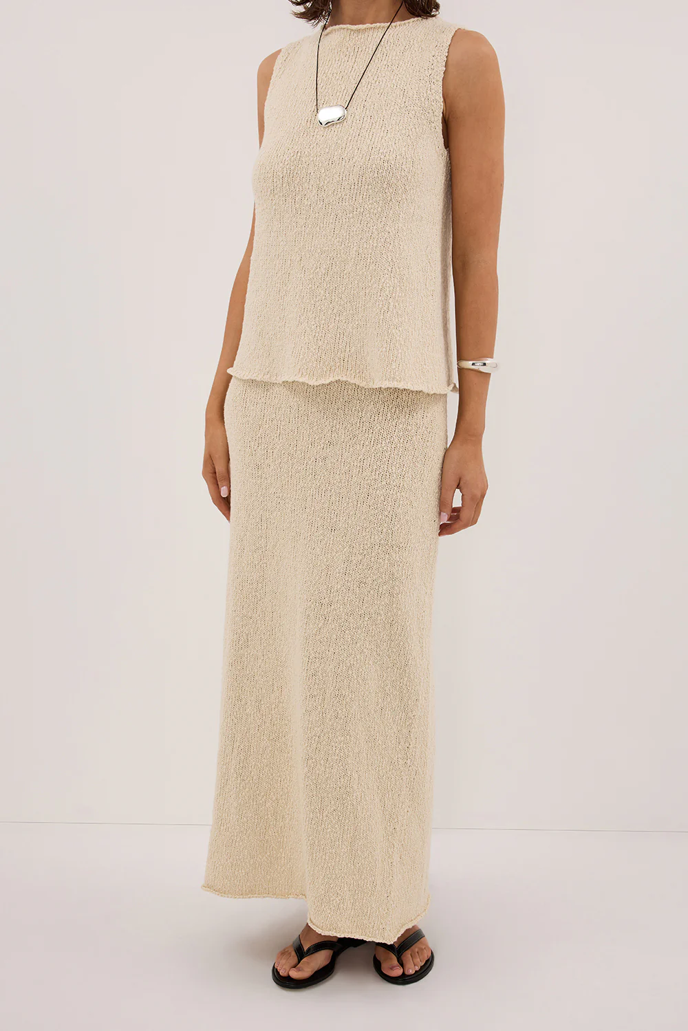 DINA NATURAL KNIT MIDI SKIRT - Yukikoi