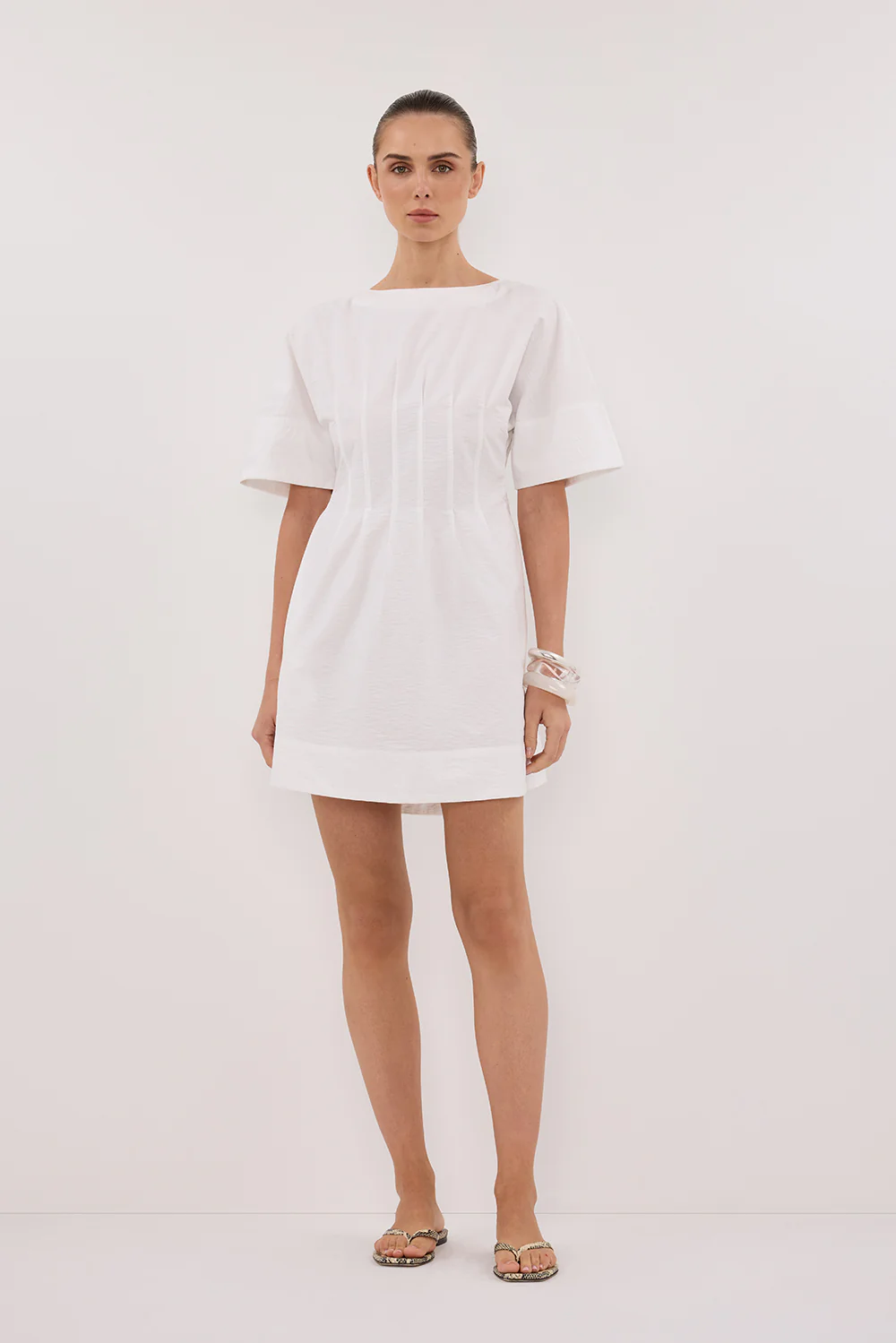 DAPHNE WHITE SLEEVED MINI DRESS - Yukikoi