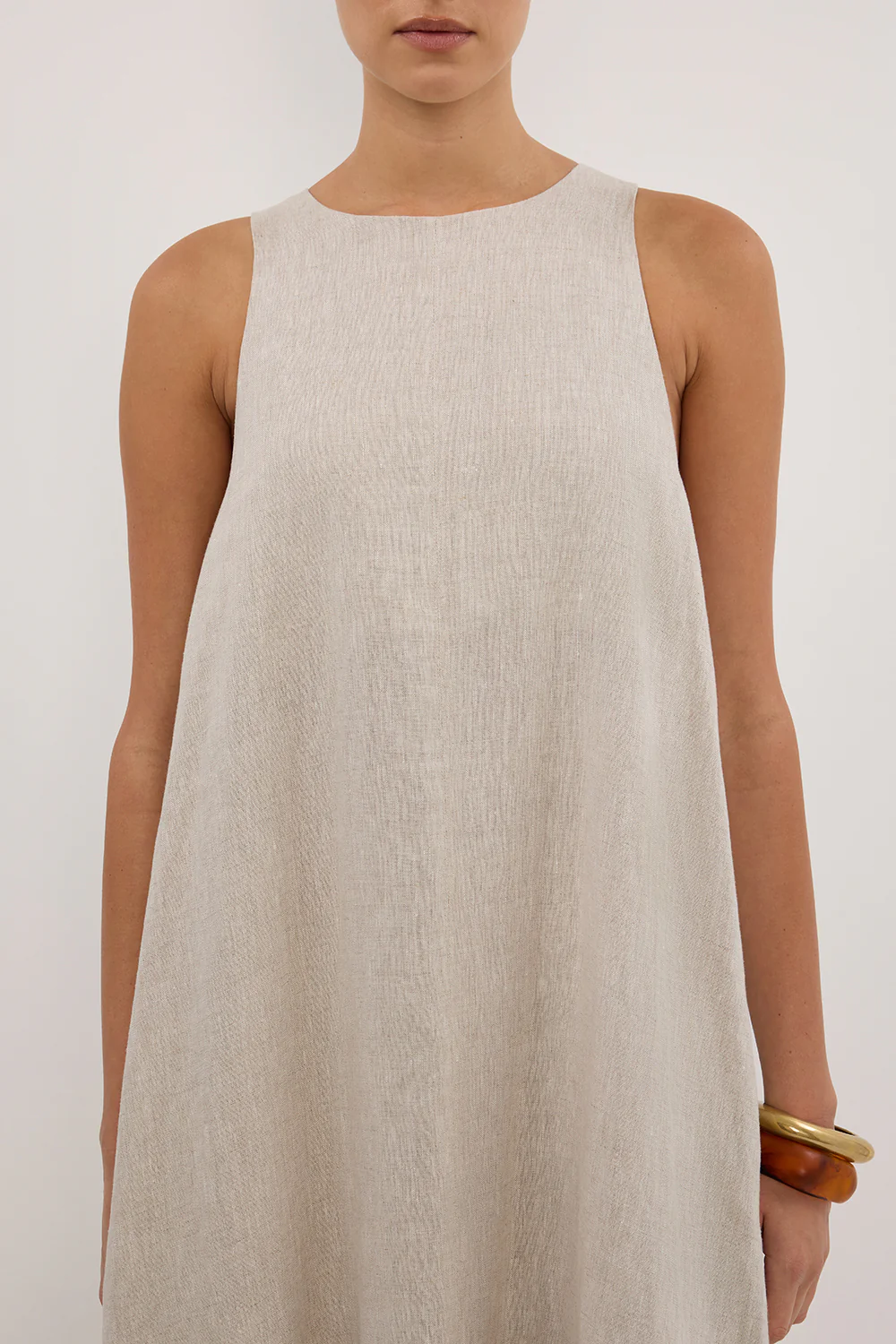 ISABELLE NATURAL LINEN MIDI DRESS - Yukikoi