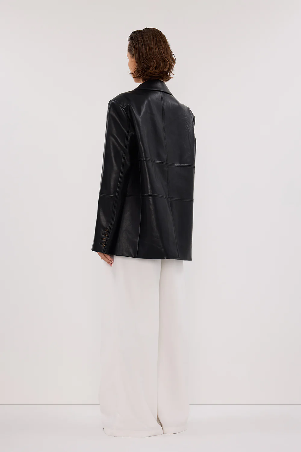 MONTY BLACK FAUX LEATHER BLAZER - Yukikoi