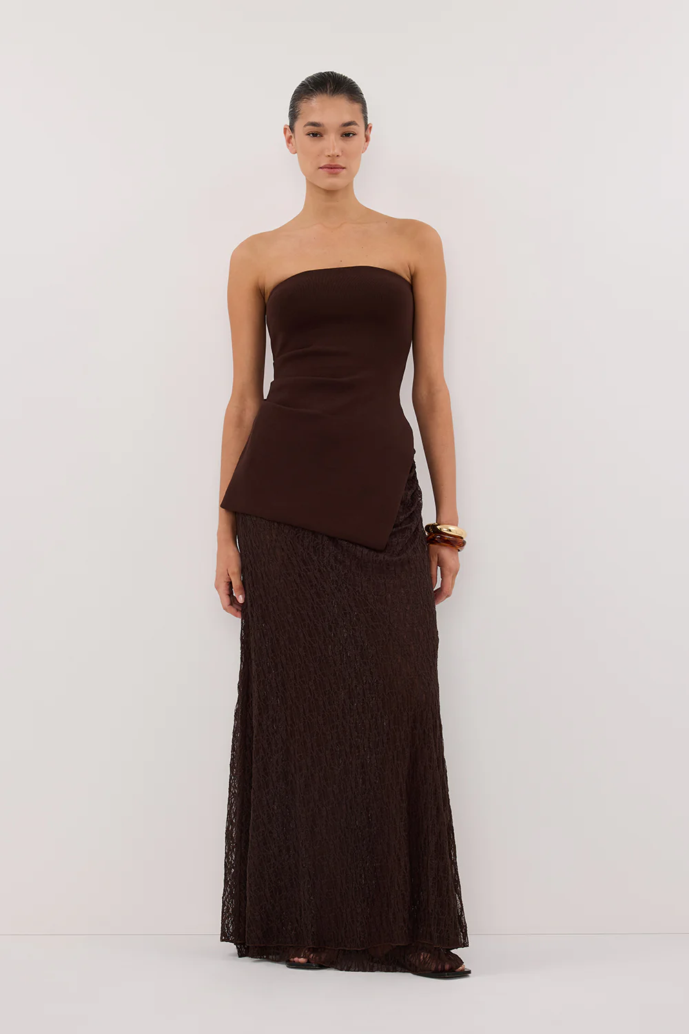 LIZZIE DARK CHOC LAYERED LACE SKIRT - Yukikoi