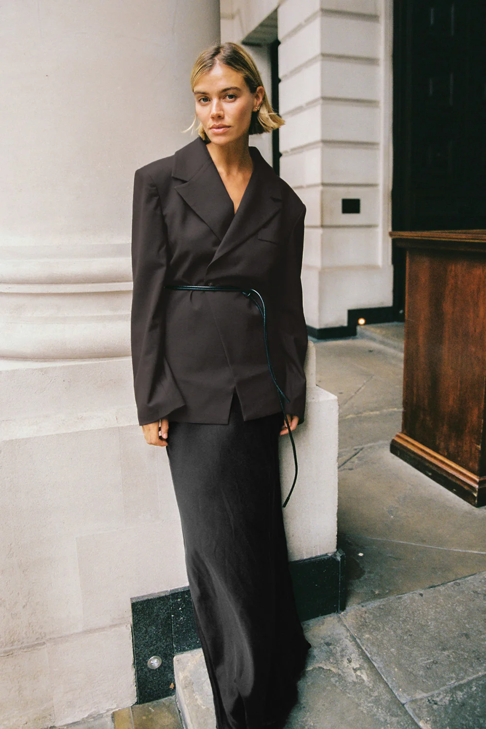 CHARLI BLACK SATIN MAXI SKIRT - Yukikoi