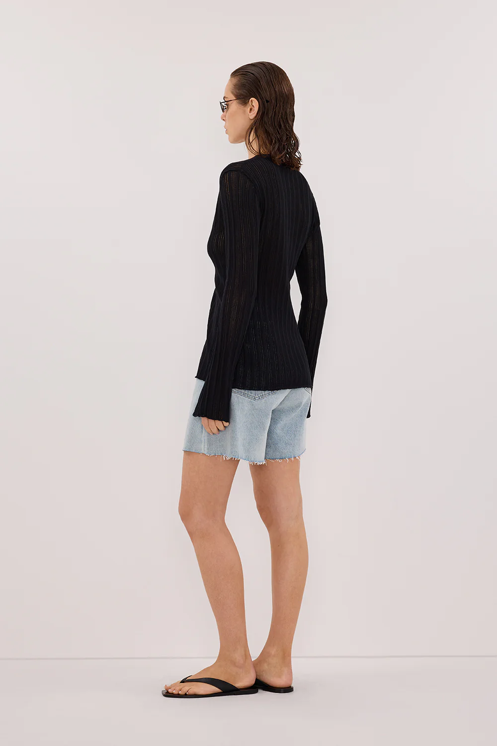 BOWIE BLACK BUTTON THROUGH KNIT TOP - Yukikoi