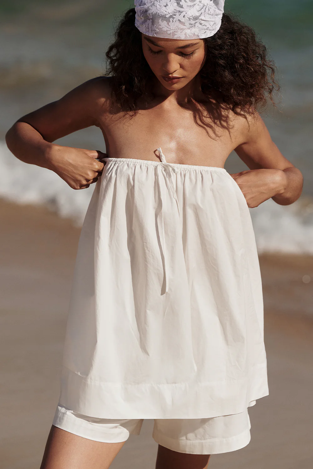 SOMMER WHITE STRAPLESS POPLIN TOP - Yukikoi