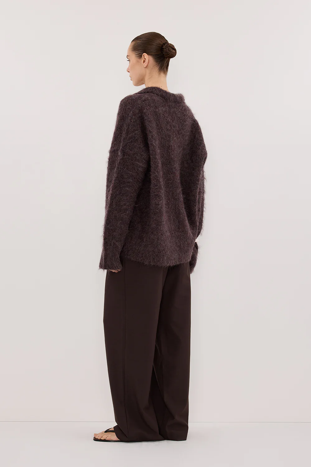SALMA WINE POLO NECK KNIT CARDIGAN - Yukikoi