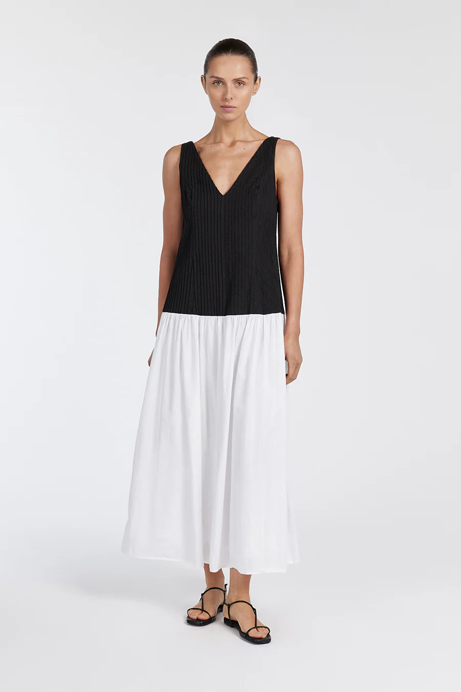 KELSIE BLACK & WHITE MIDI DRESS - Yukikoi