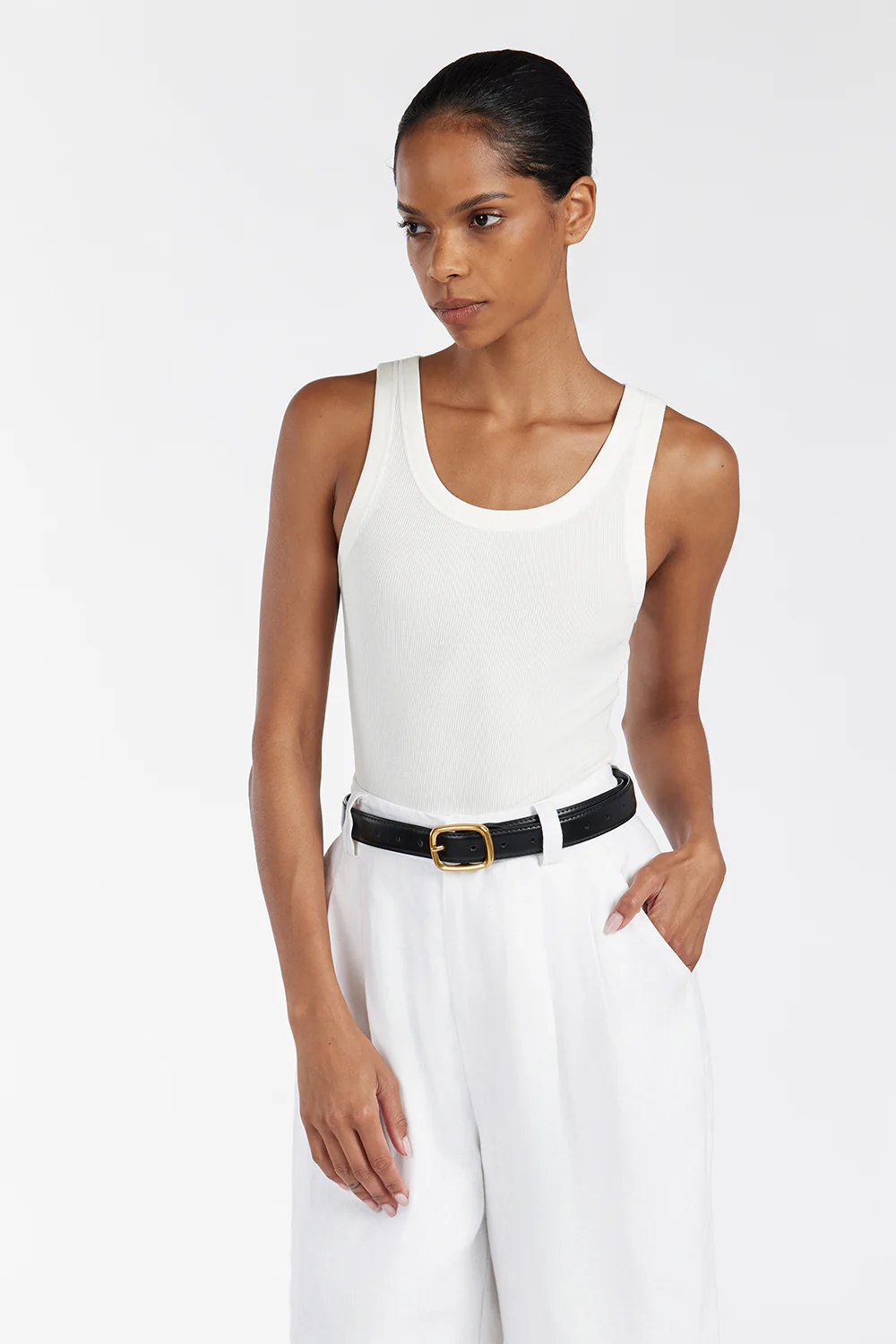 LEE OFF WHITE KNIT TANK - Yukikoi