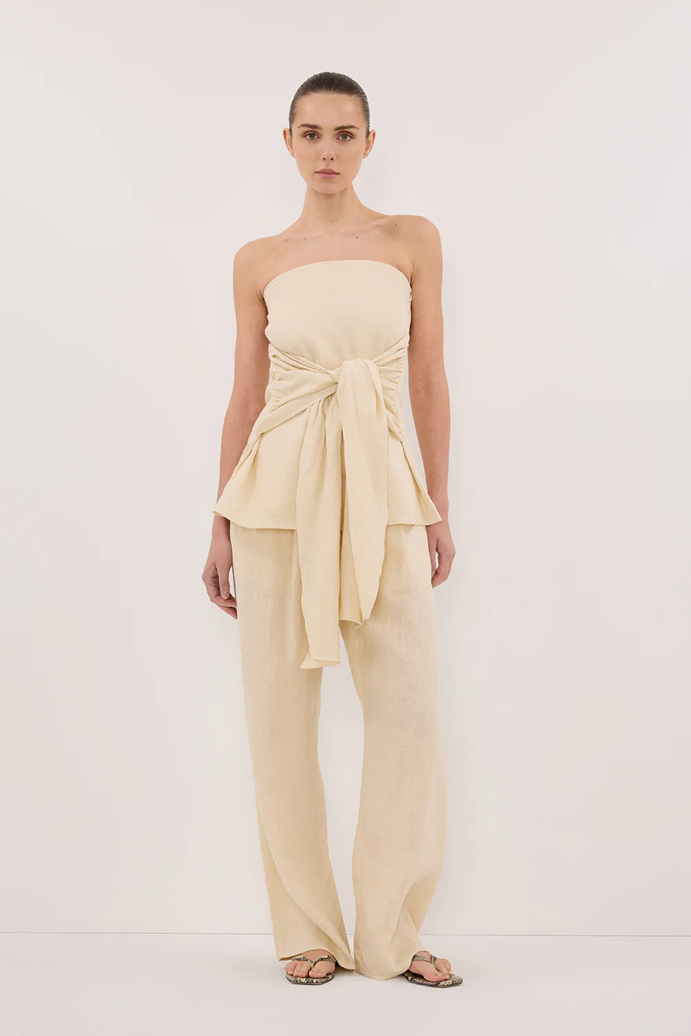 CARLA BUTTERMILK DRAWSTRING LINEN PANT - Yukikoi