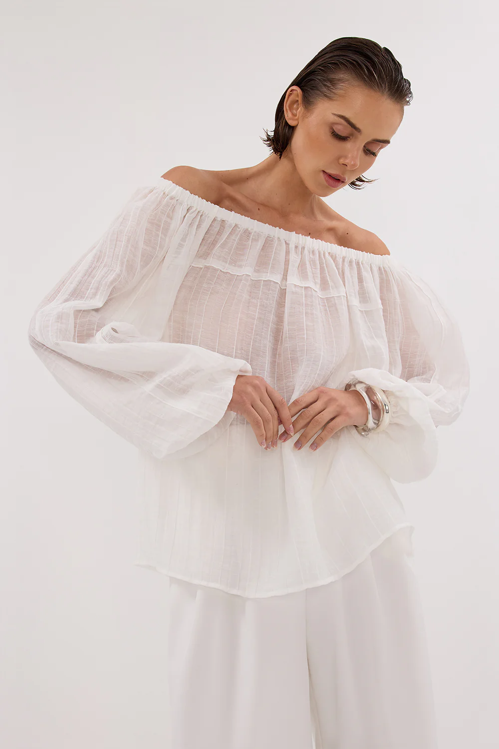 TAHITI WHITE LONG SLEEVE TOP - Yukikoi