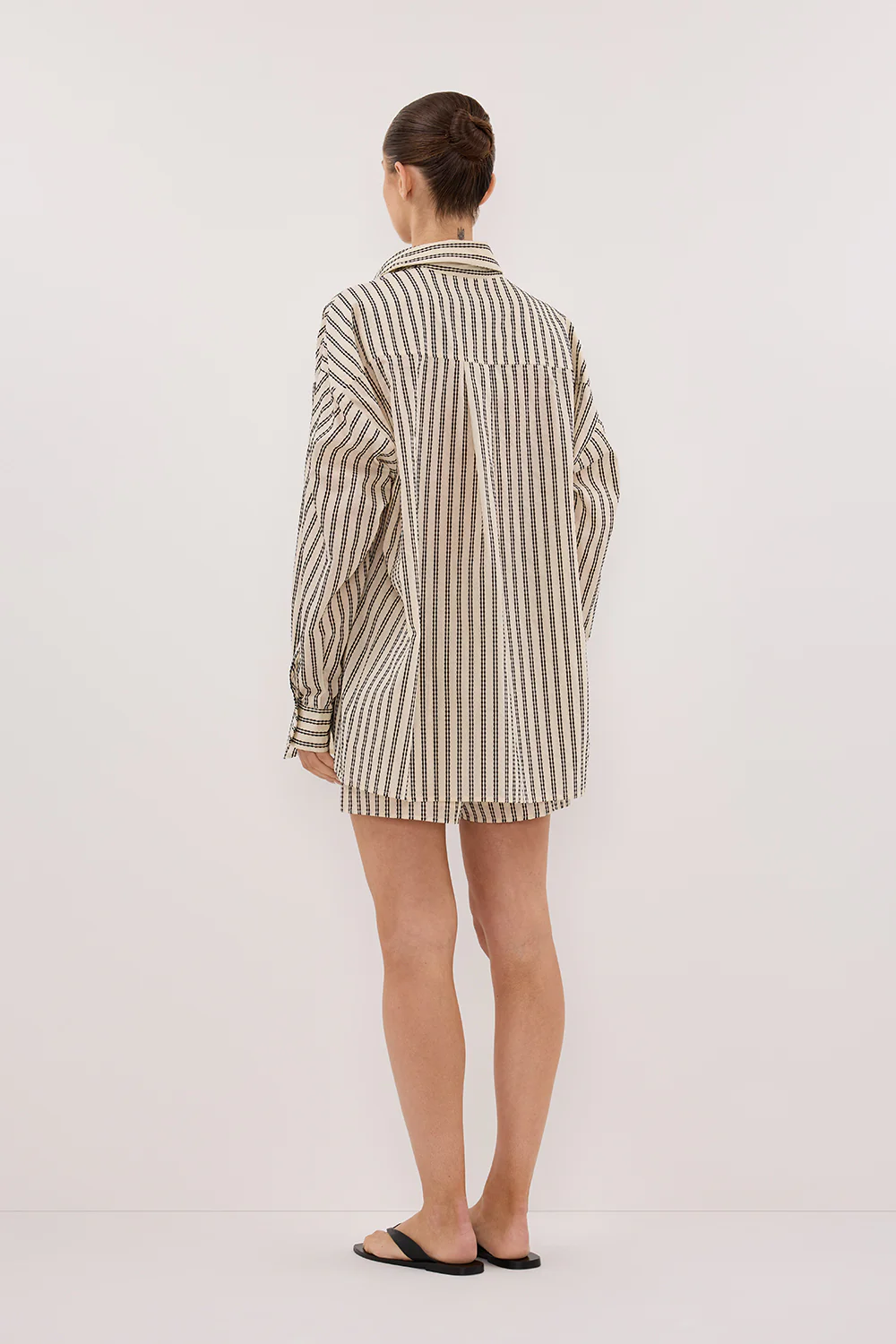 ELLIE CREAM OVERSIZED LONG SLEEVE STRIPE SHIRT - Yukikoi