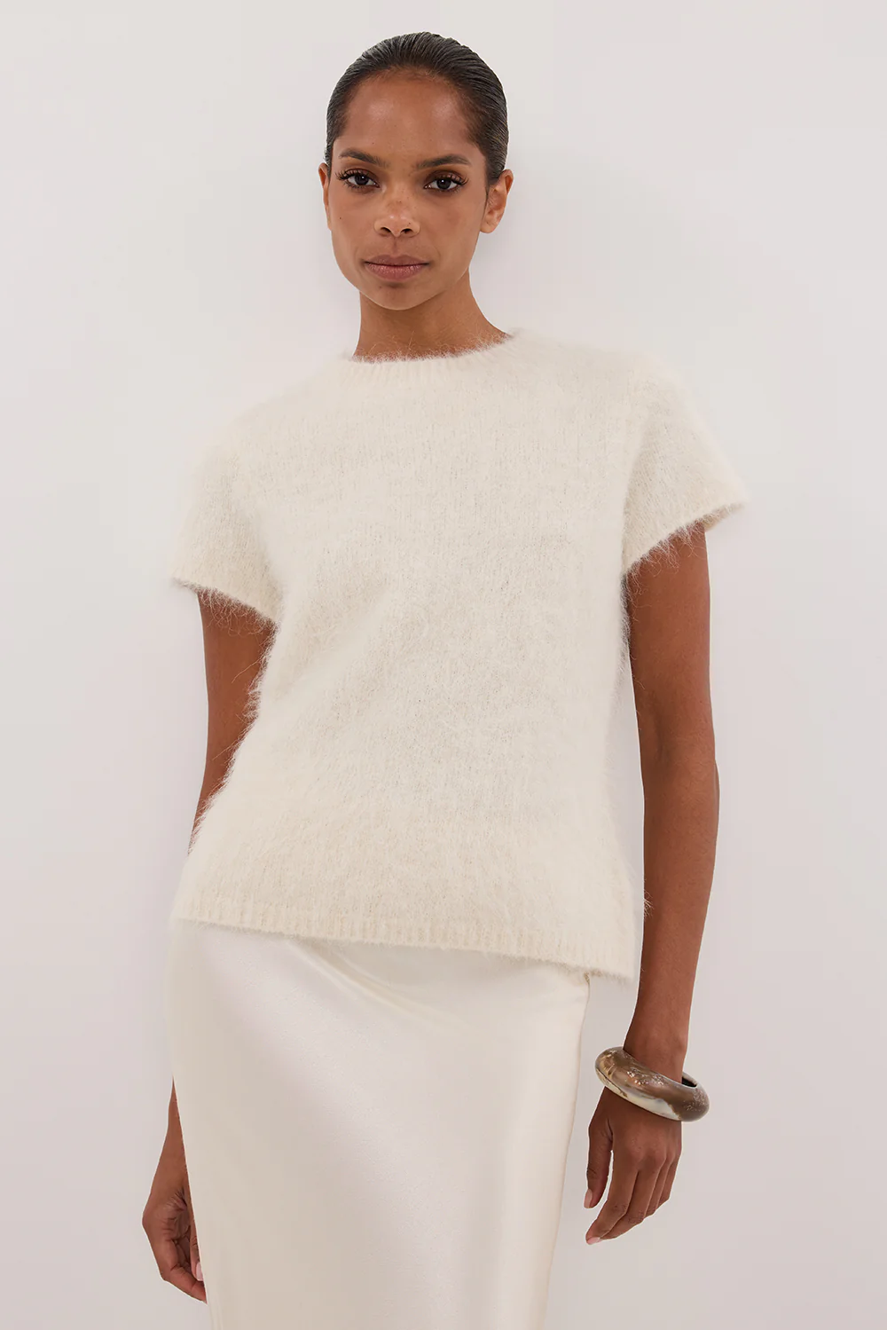 SALMA IVORY CAP SLEEVE KNIT TOP - Yukikoi