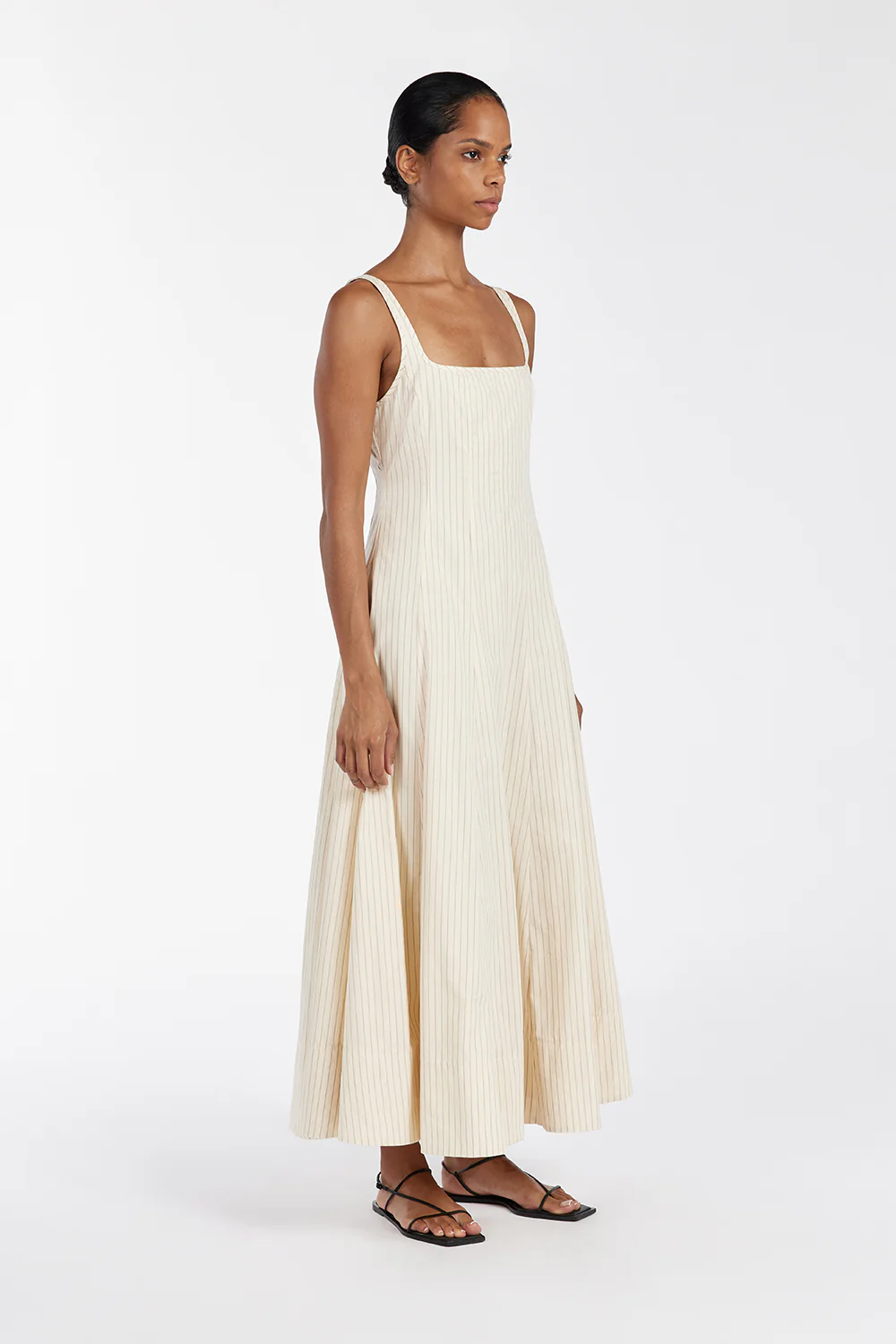 RILEY CREAM STRIPE MIDI DRESS - Yukikoi