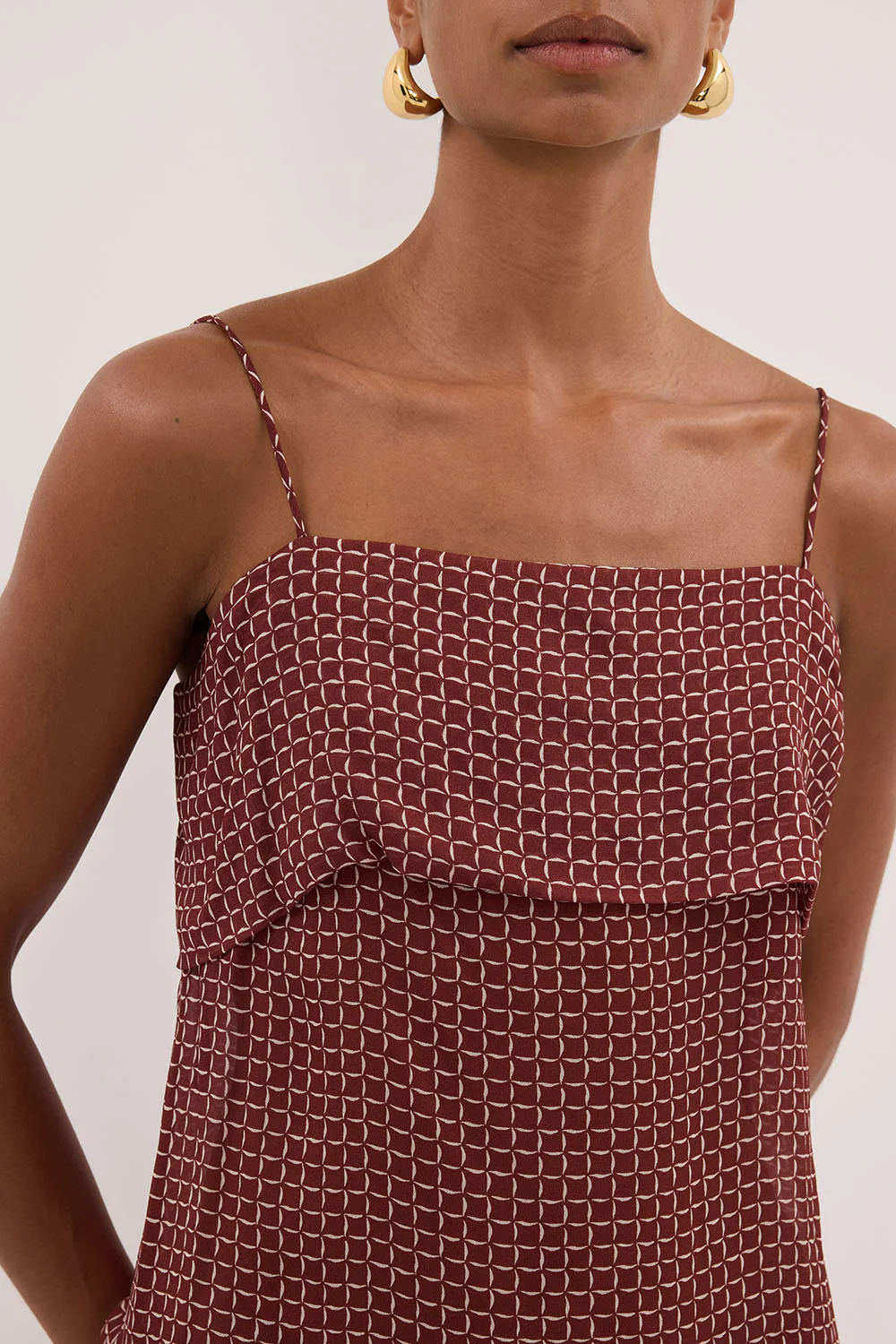 TIA SAHARA SLEEVELESS MICRO CHECK CAMI TOP - Yukikoi