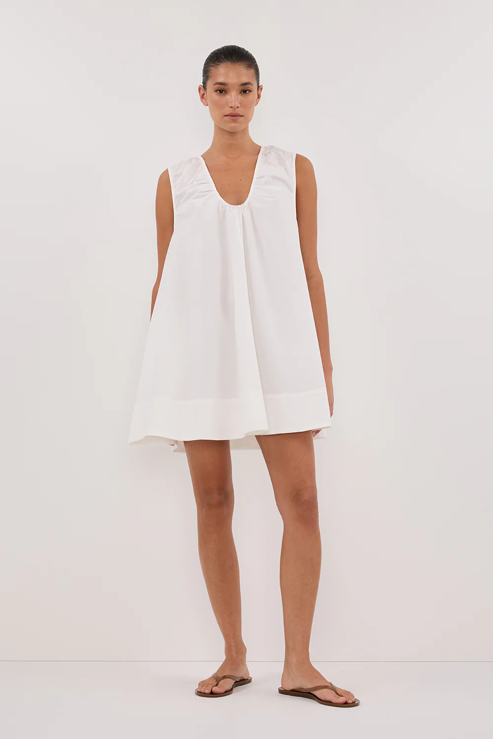 GABBY WHITE OVERSIZED COTTON MINI DRESS - Yukikoi
