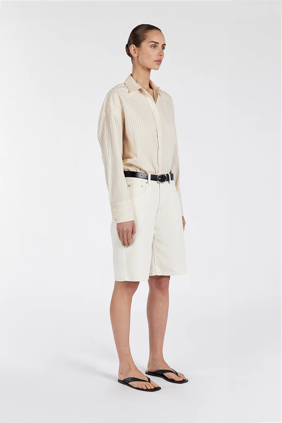 RILEY CREAM COTTON STRIPE SHIRT - Yukikoi