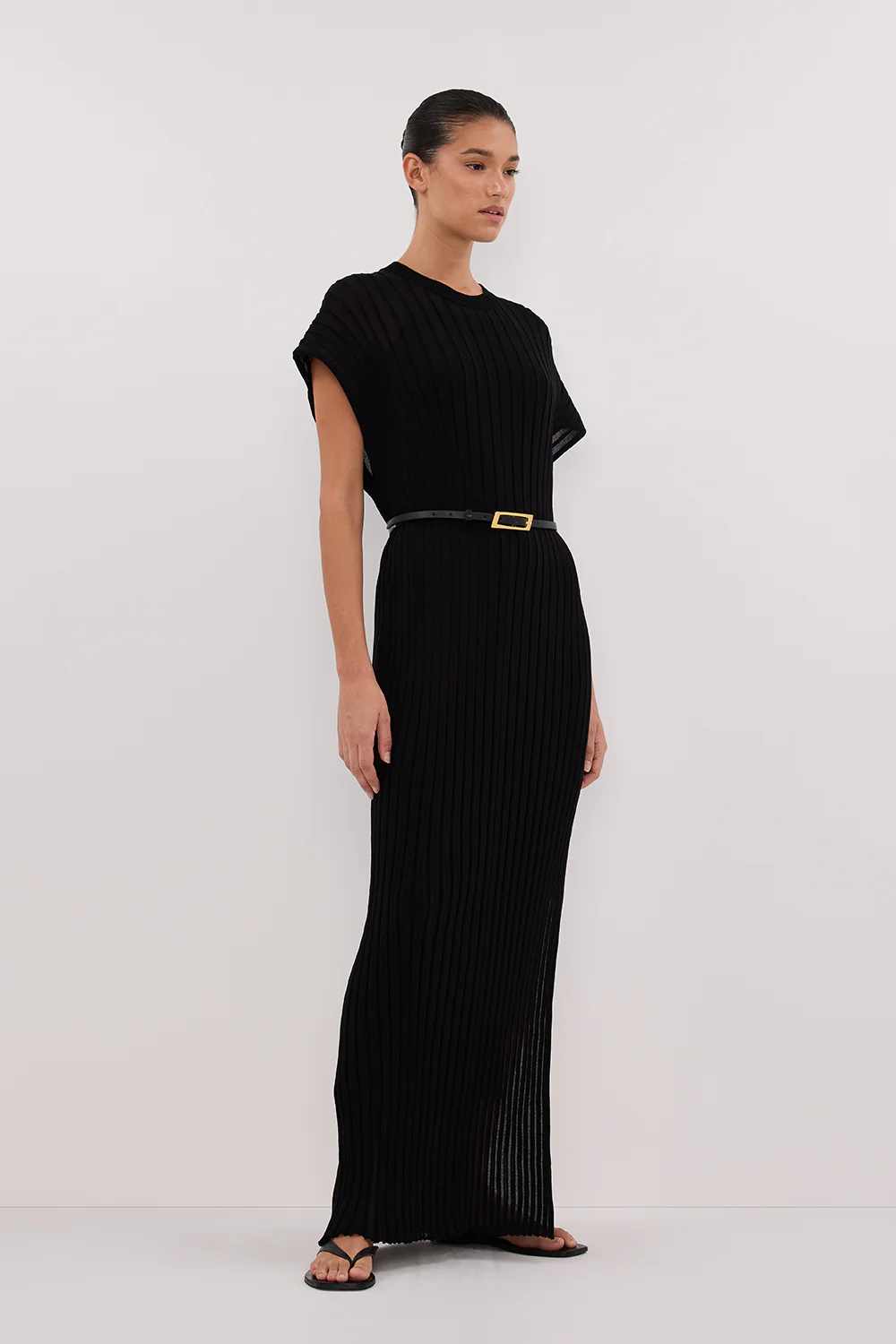 JADE BLACK KNIT MAXI DRESS - Yukikoi