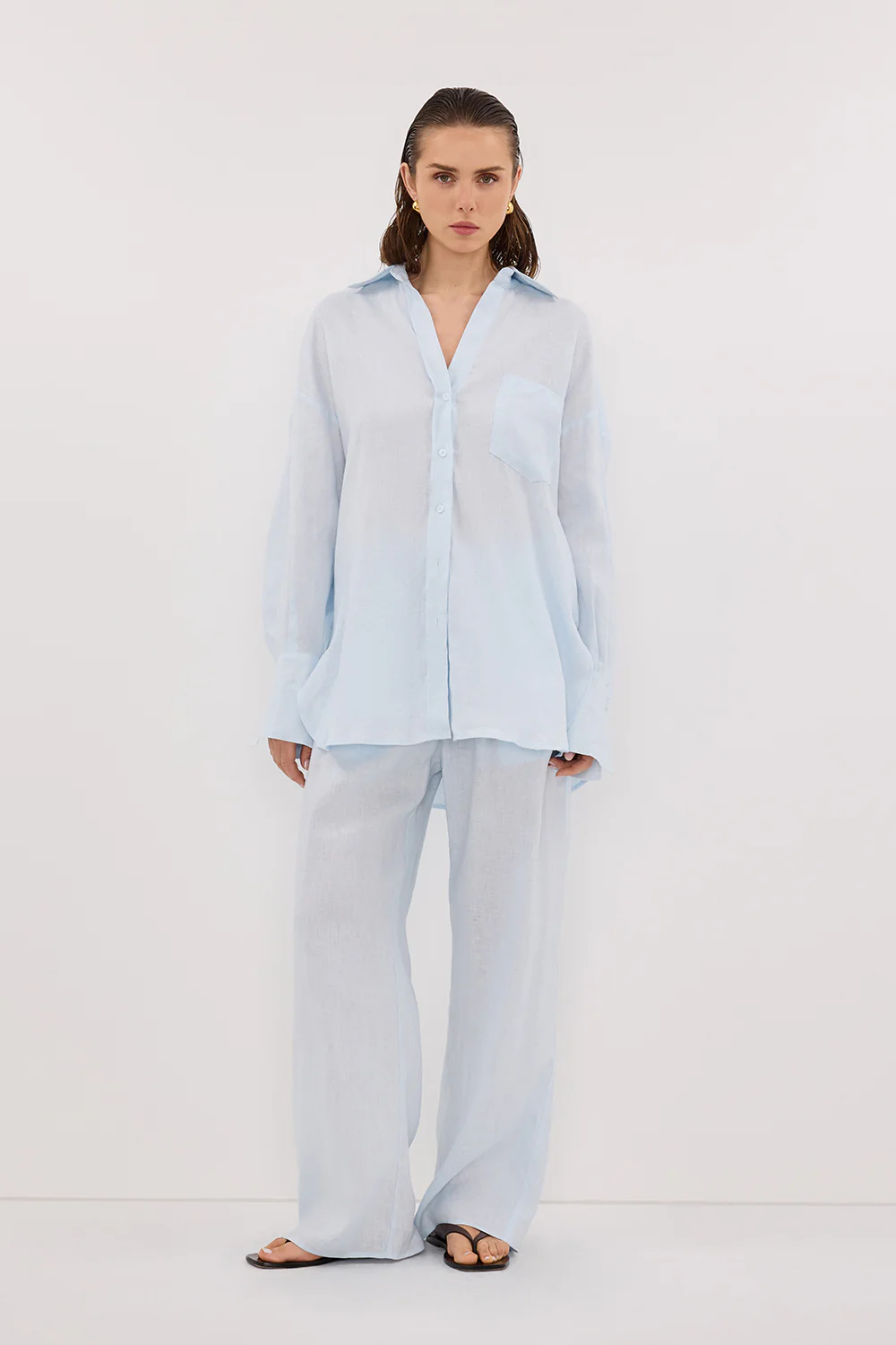 ELLIS ICE BLUE LONG SLEEVE LINEN SHIRT - Yukikoi