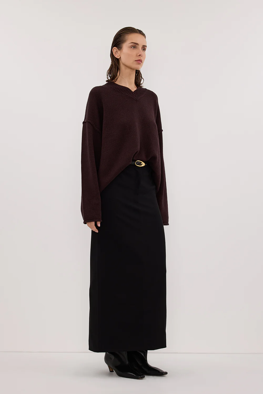 FLINT PLUM V NECK KNIT JUMPER - Yukikoi