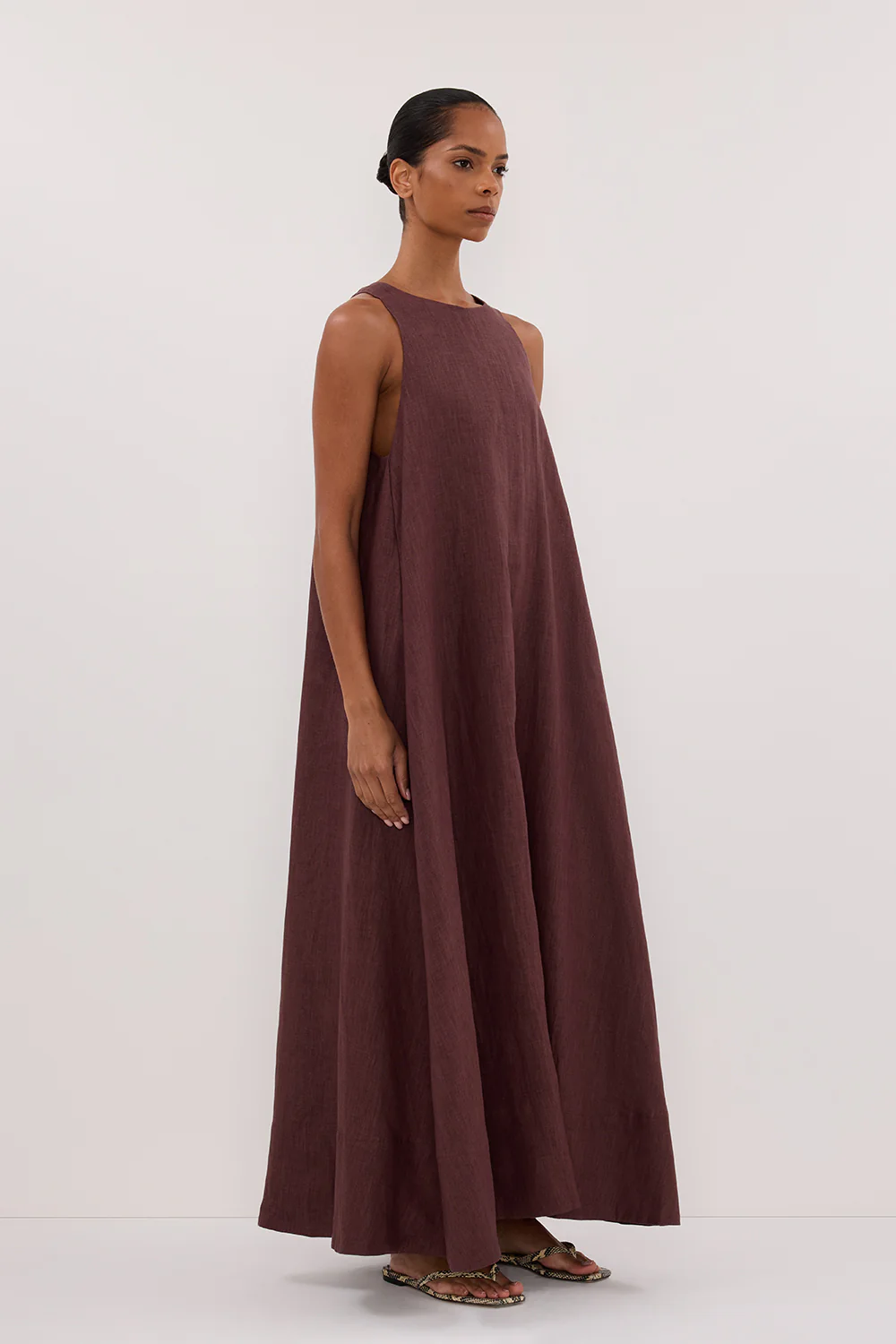 ISABELLE WALNUT LINEN MIDI DRESS - Yukikoi