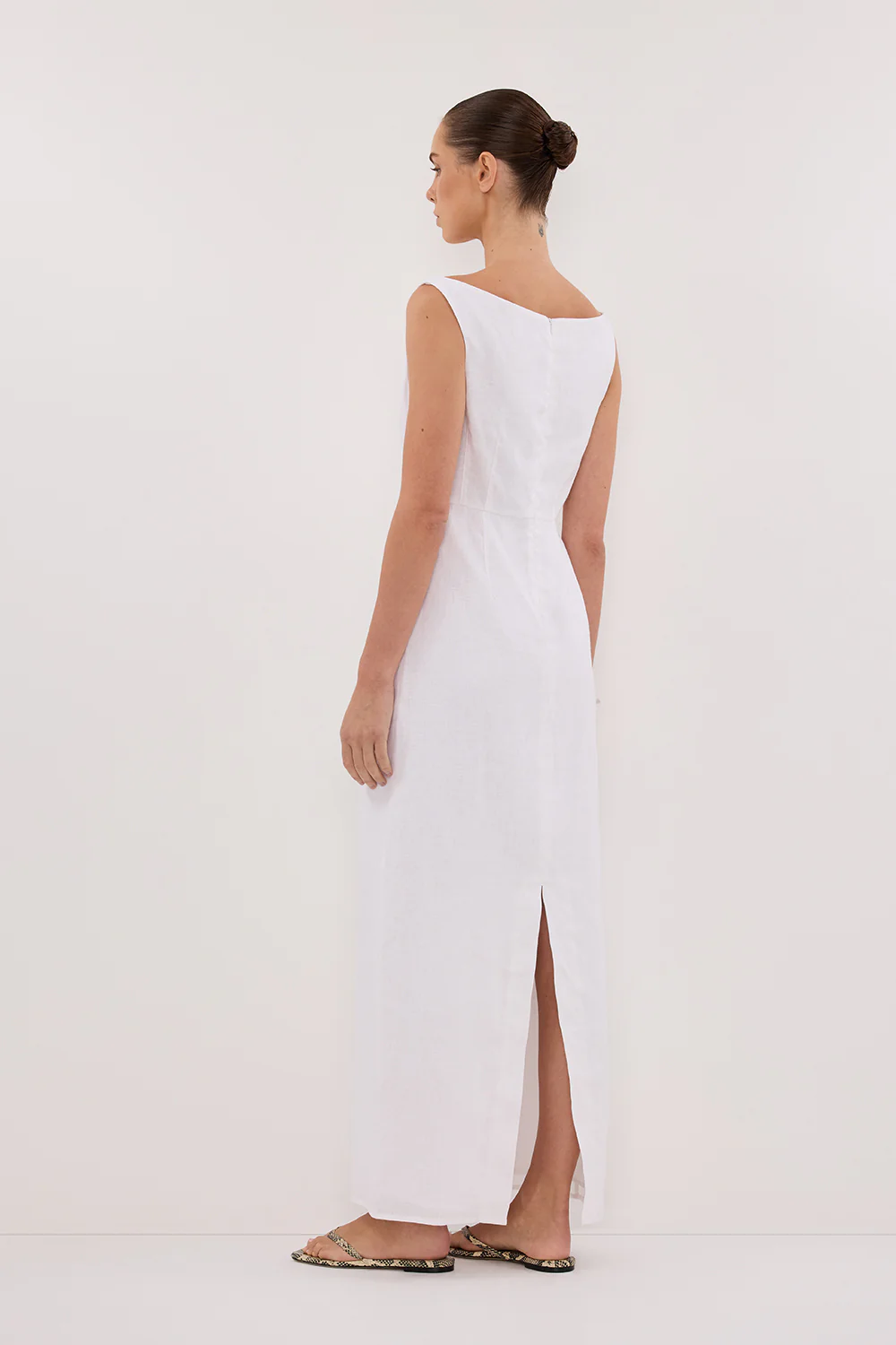 JULE WHITE LINEN MIDI DRESS - Yukikoi