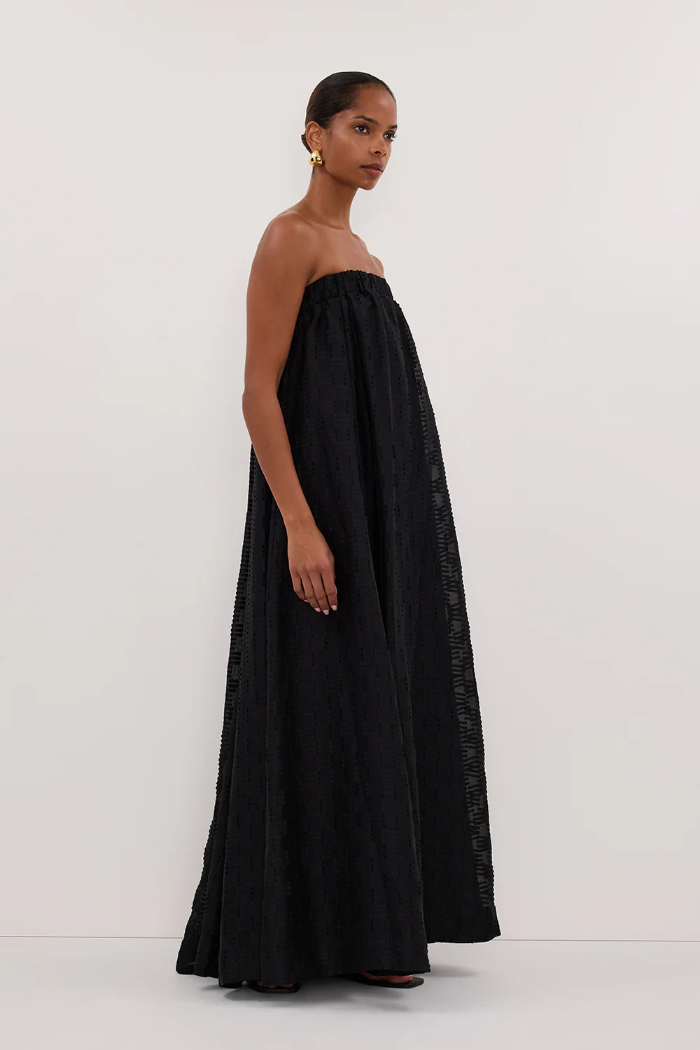 ELBA BLACK SHEER STRAPLESS DRESS - Yukikoi