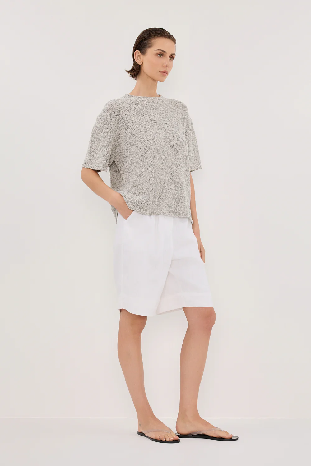 ERIN SILVER MARLE BOXY KNIT TEE - Yukikoi