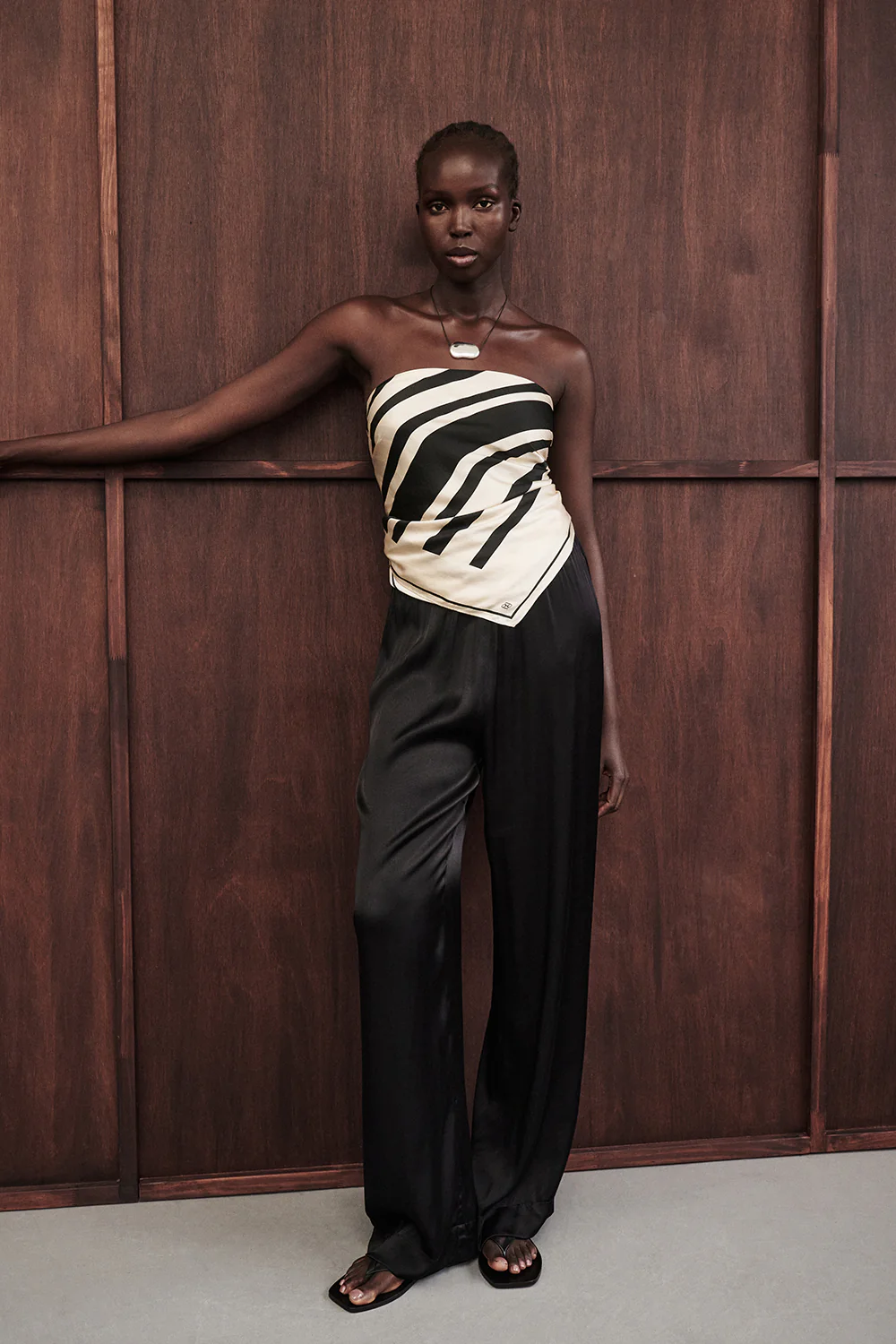 MONICA BLACK SATIN PANT - Yukikoi