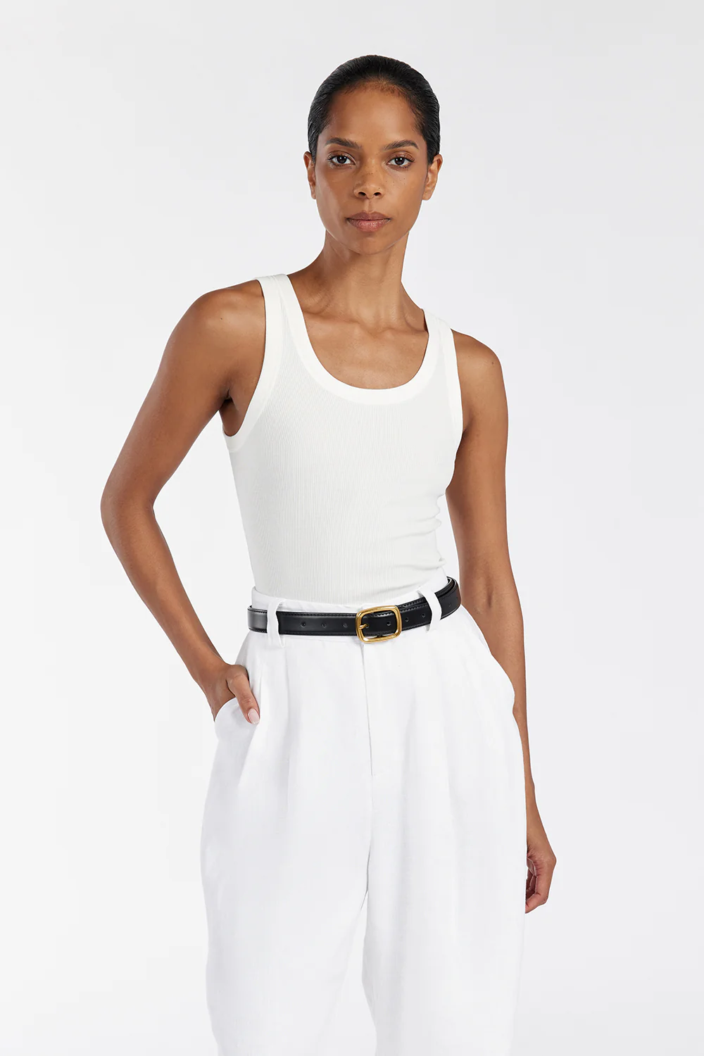 LEE OFF WHITE KNIT TANK - Yukikoi