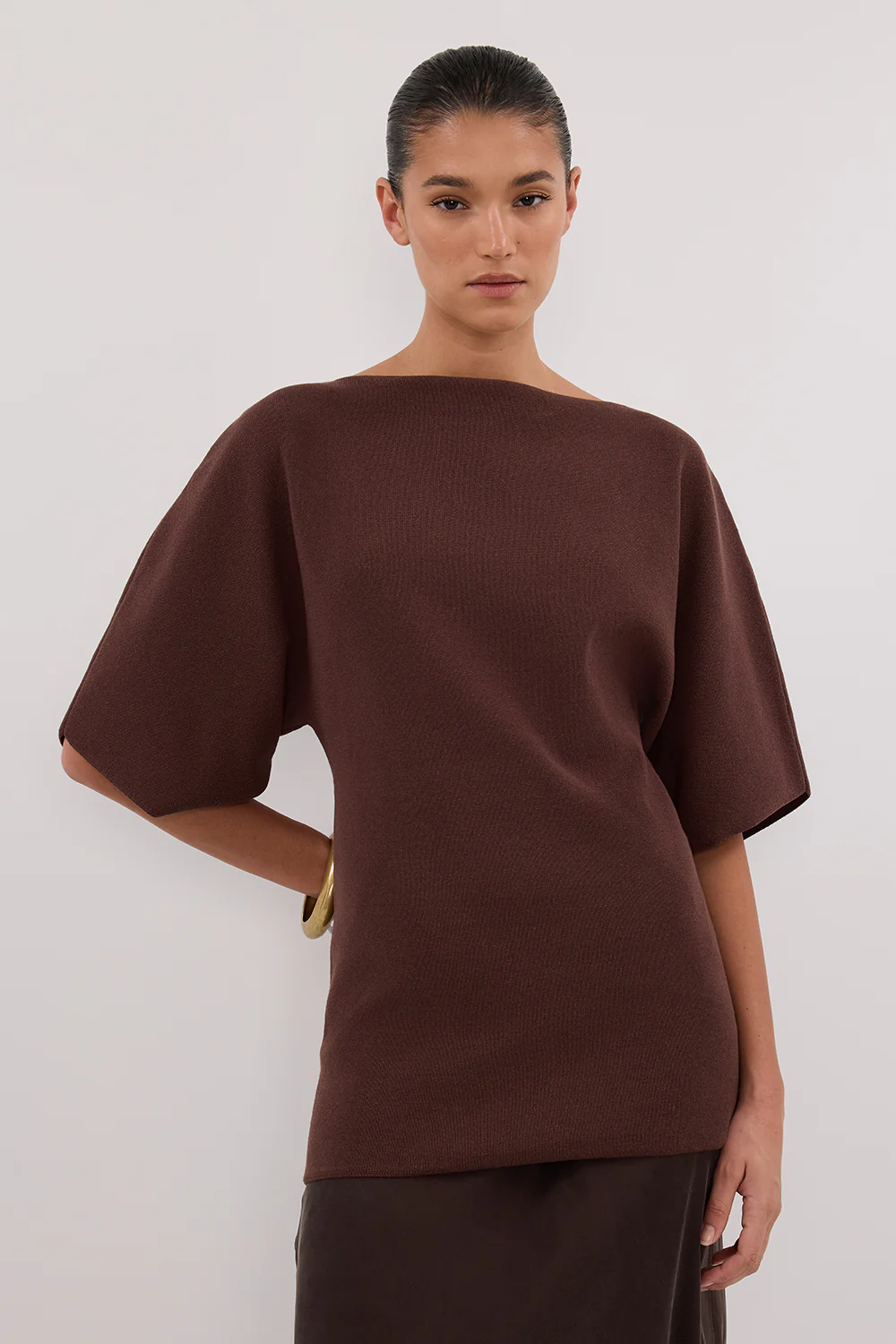 LIA WALNUT SLEEVED KNIT TOP - Yukikoi