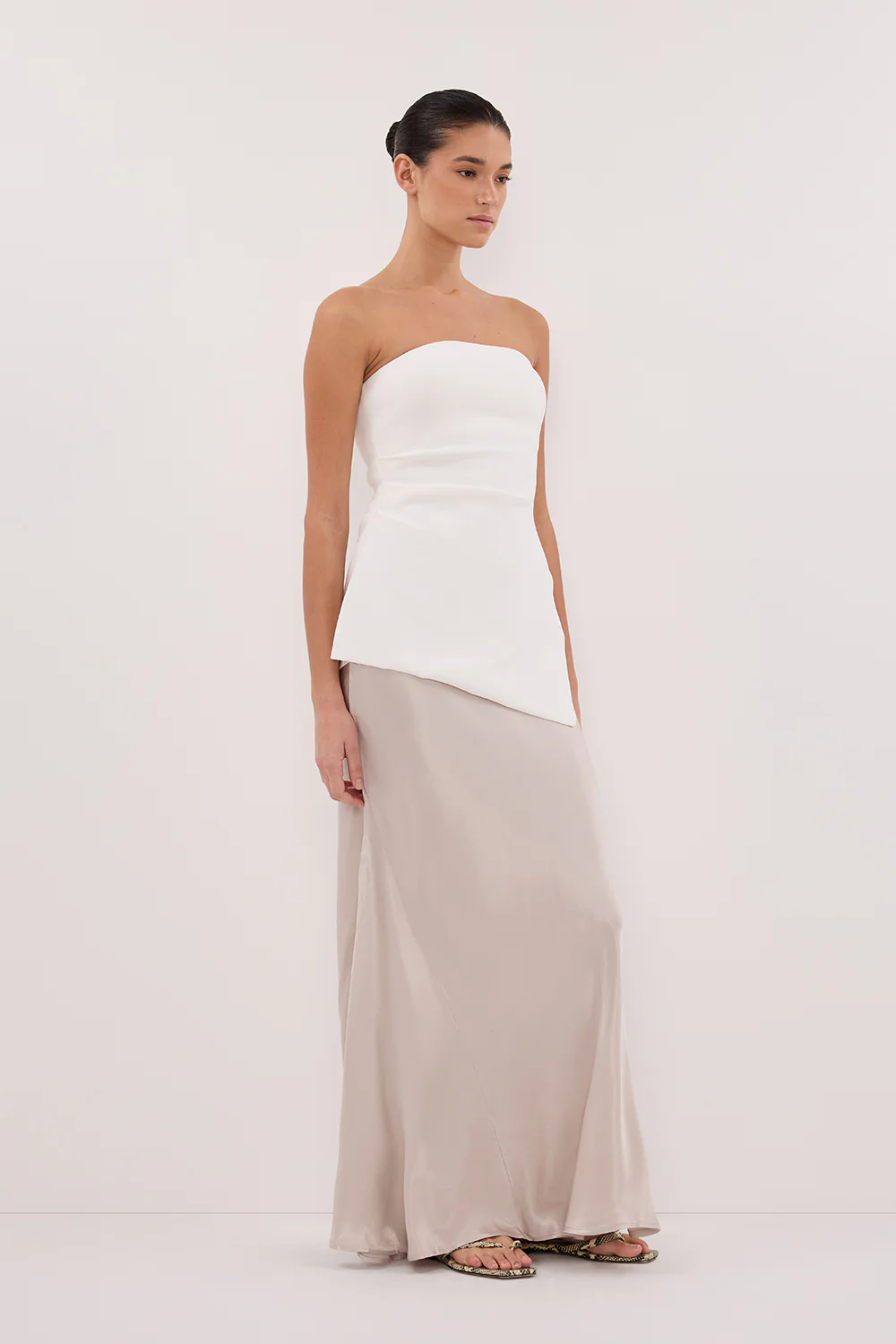 CHARLI CHALK SATIN MAXI SKIRT - Yukikoi