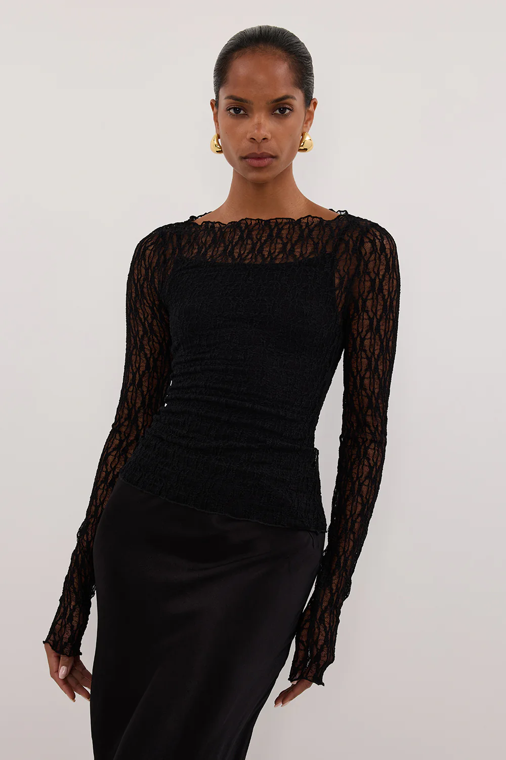 LIZZIE BLACK LACE LONG SLEEVE TOP - Yukikoi
