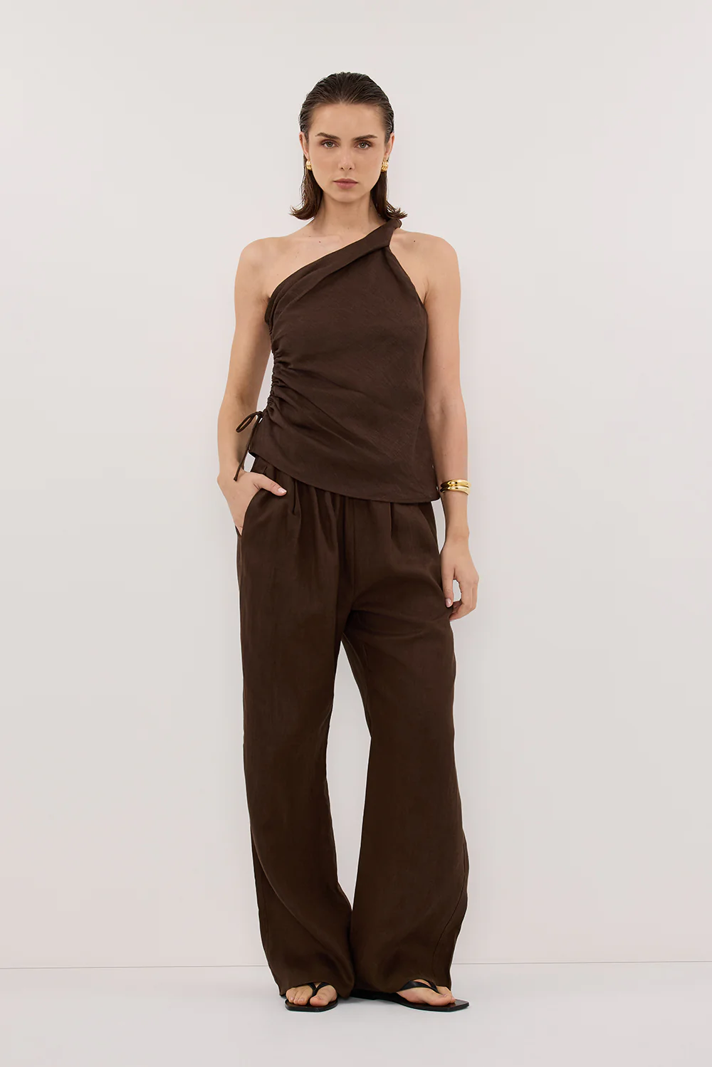 FINNY BITTER CHOC LINEN TOP - Yukikoi