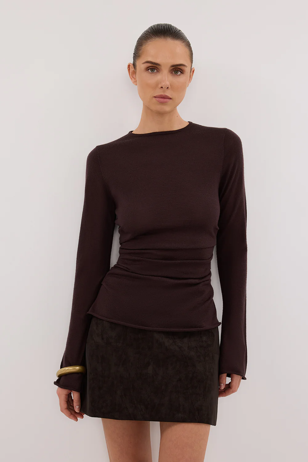 OAKLAND CHOC FAUX SUEDE MINI SKIRT - Yukikoi