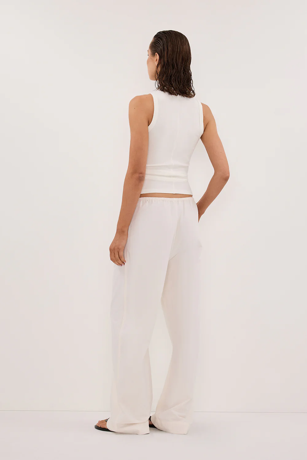 RHEA CREAM COTTON DRAWSTRING PANT - Yukikoi