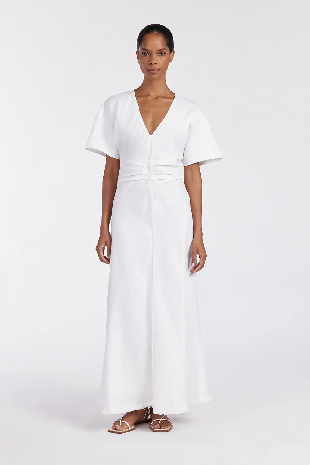 ZAHARA WHITE FRINGING MIDI DRESS - Yukikoi