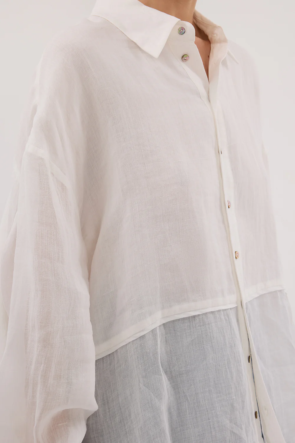 GIGI WHITE RAMIE LONG SLEEVE SHIRT - Yukikoi