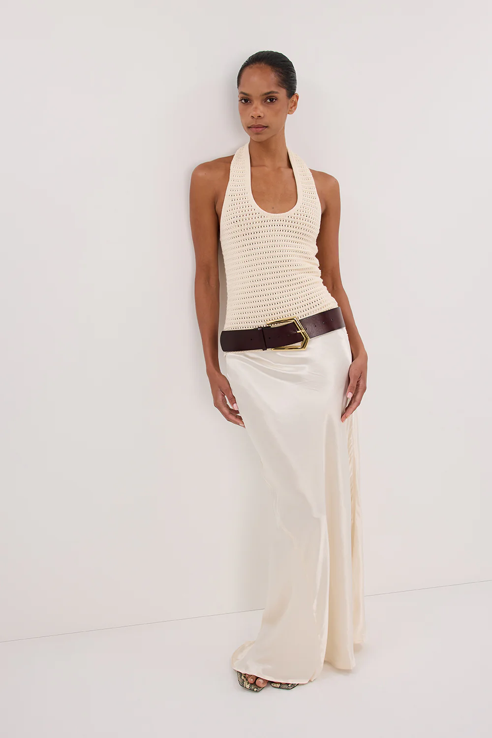 GINA CREAM HALTER CROCHET TOP - Yukikoi