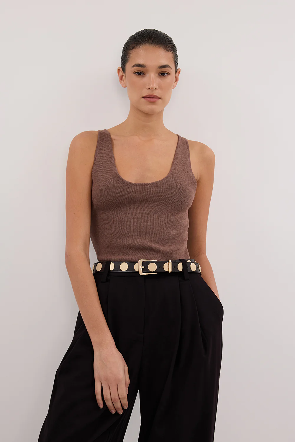 TROY TAUPE KNIT TANK - Yukikoi