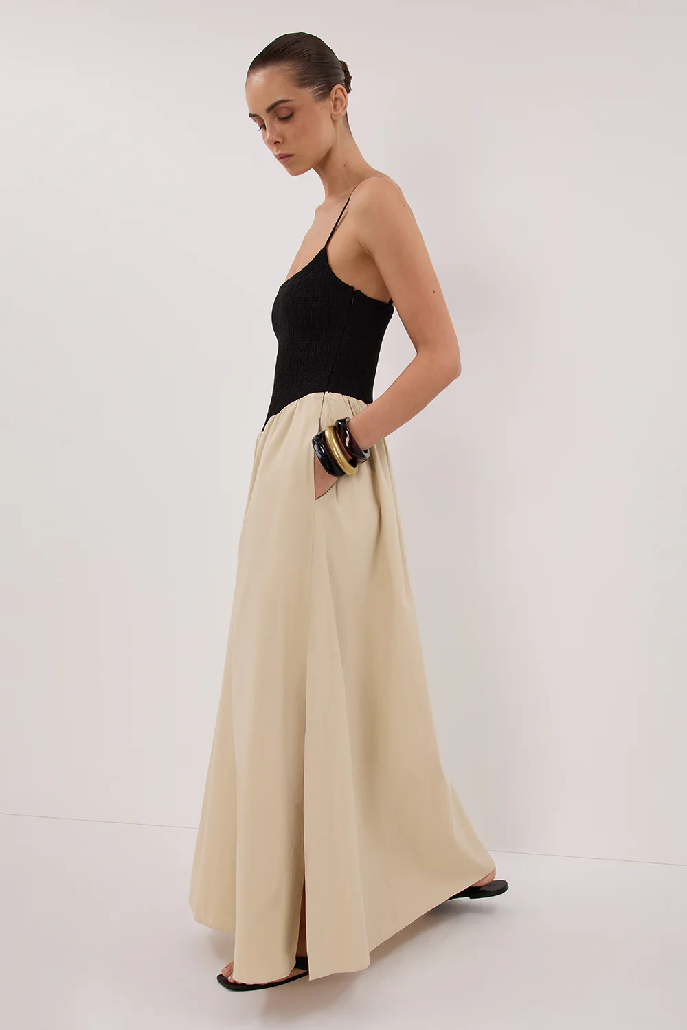 MILANO BLACK AND STONE MIDI DRESS - Yukikoi