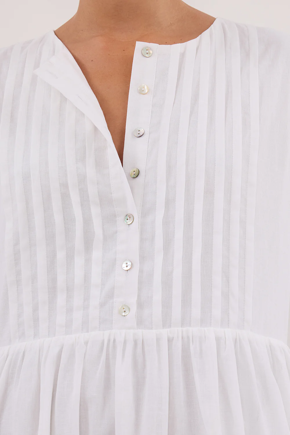 LARS WHITE PINTUCK LINEN MIDI DRESS - Yukikoi