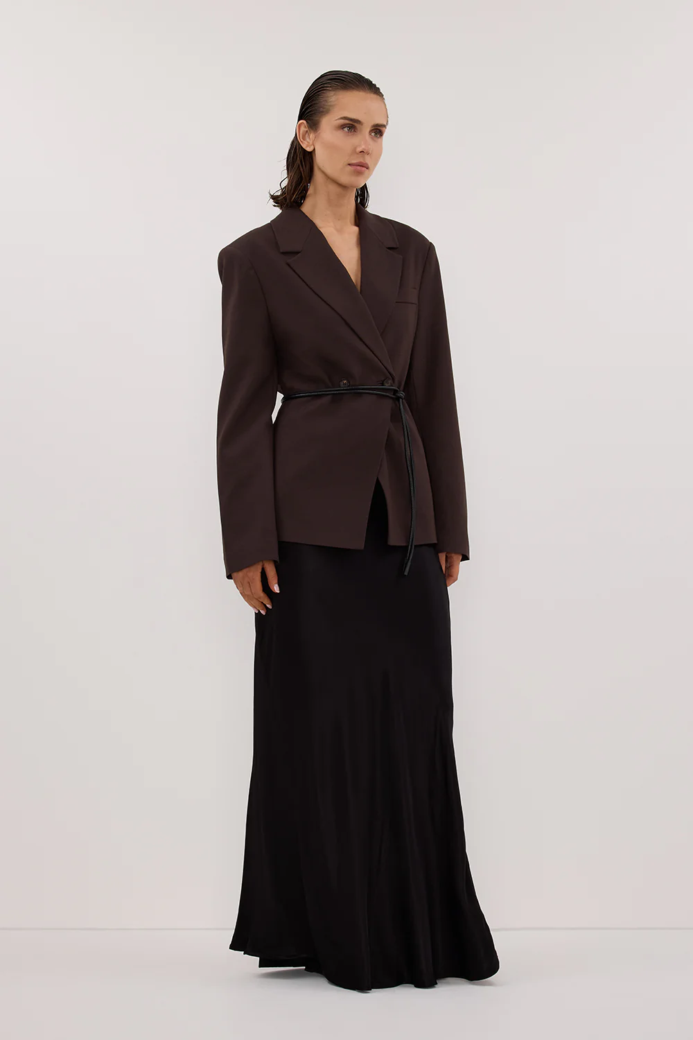 CHARLI BLACK SATIN MAXI SKIRT - Yukikoi