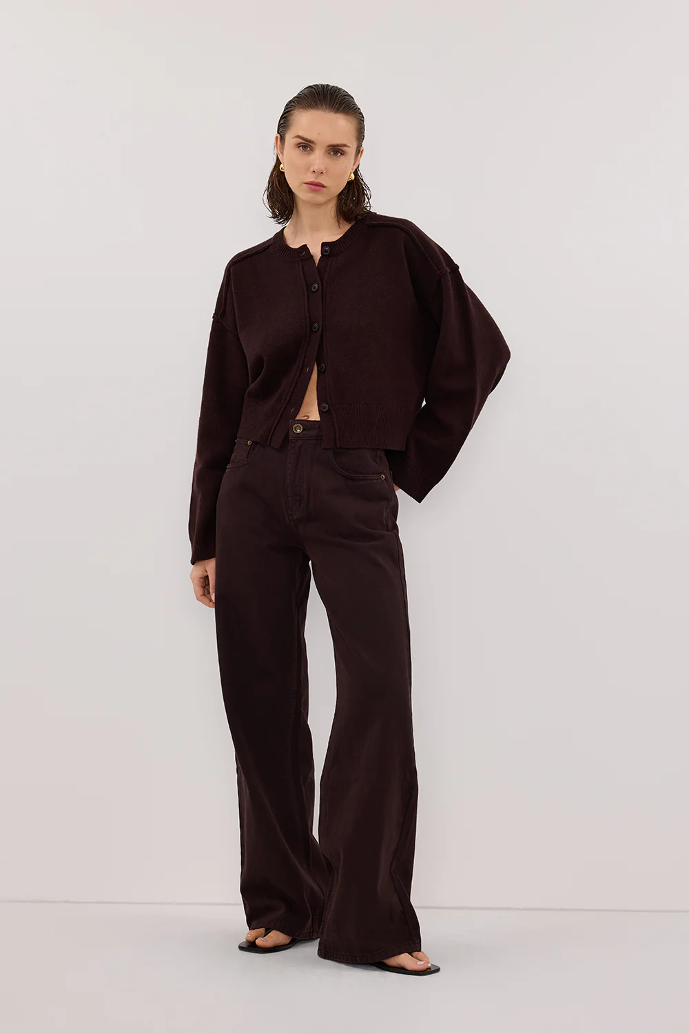 PAIGE CHOC WOOL KNIT CARDIGAN - Yukikoi