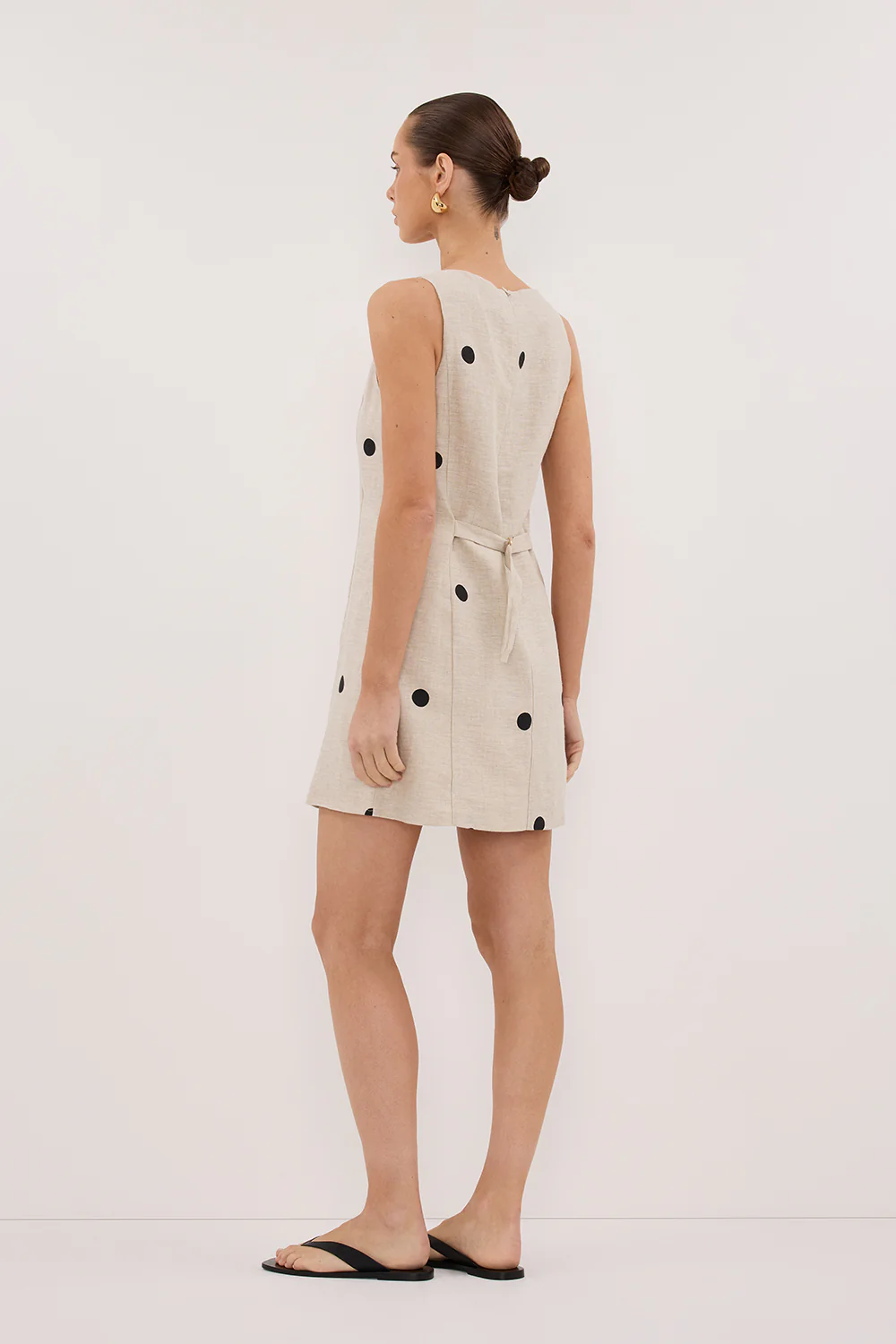 BEVERLY NATURAL SPOT LINEN MINI DRESS - Yukikoi