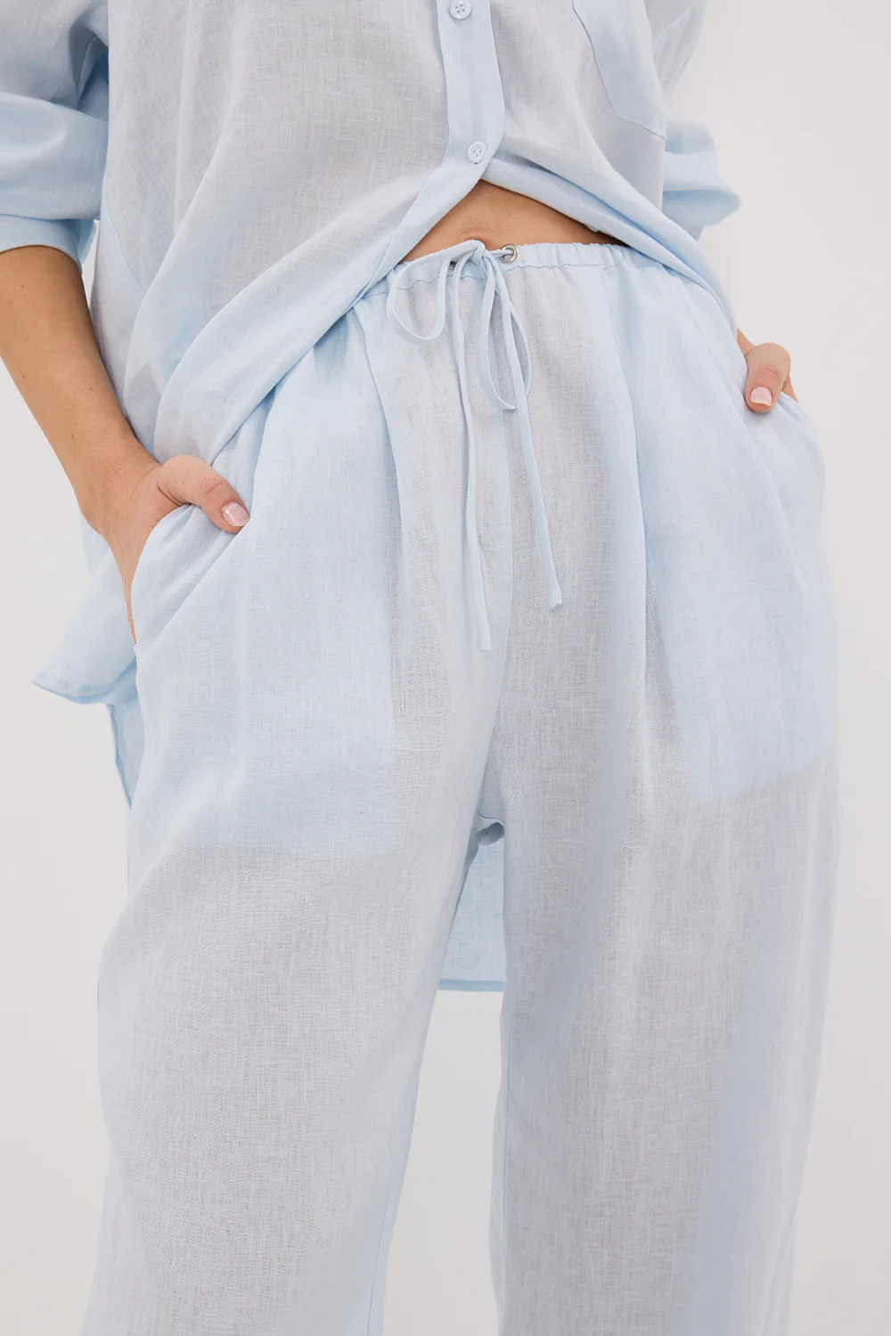 ELLIS ICE BLUE LINEN PANT - Yukikoi